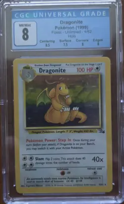 Pokemon TCG Dragonite Fossil Set Holo Rare Card 4/62 Vintage LP Condition - Image 1