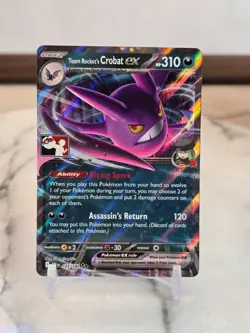 Pokemon TCG Team Rocket's Crobat ex 122/182 Prize Pack Series Cards Holo NM - Image 1