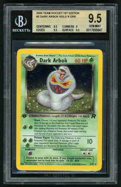 Pokemon Dark Arbok 2000 Team Rocket 1st Ed Holo R ERR BGS 9.5 - Error Card Date - Image 1