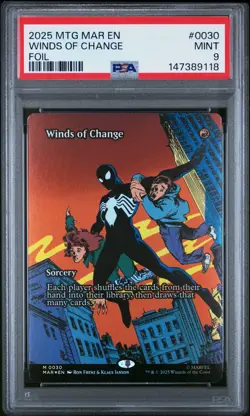 2025 MTG MARVEL'S SPIDER-MAN: SOURCE MAT FOIL #0030 WINDS OF CHANGE PSA 9 - Image 1