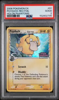 Pokemon Psyduck EX Delta Species 81/110 Holon Phantoms Reverse Holo PSA 2 pop 2 - Image 1