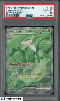 2025 Pokemon BLK En Ultra Rare #156 Serperior Ex PSA 10 GEM MINT - Image 1