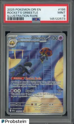 #1 2025 Pokemon Dri En Illustration Rare #198 Rocket's Orbeetle PSA 9 MINT - Image 1