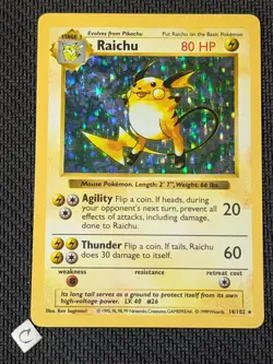 Raichu 14/102 - Shadowless Holo Base Holo Rare Pokemon TCG MP - Image 1