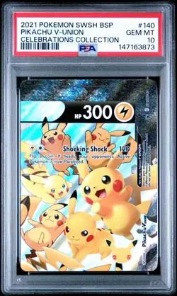 PSA 10 Gem Mint Pikachu V-Union Swsh140 Celebrations Collection 2021 Pokemon - Image 1