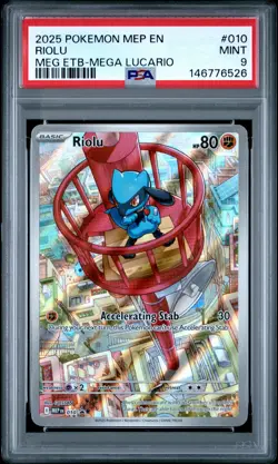 2025 POKEMON MEP EN-ME BLACK STAR PROMO #010 RIOLU PSA 9 - Image 1