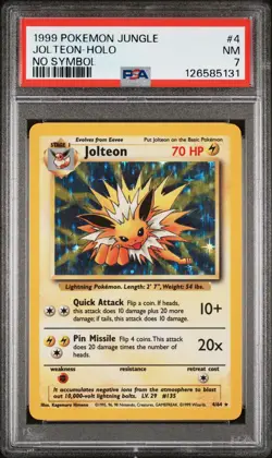 1999 POKEMON JUNGLE NO SYMBOL #4 JOLTEON-HOLO PSA 7 - Image 1