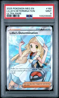2025 POKEMON MEG EN-MEGA EVOLUTION ULTRA RARE #169 LILLIE'S DETERMINATION PSA 9 - Image 1