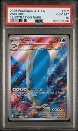 2025 POKEMON JTG EN-JOURNEY TOGETHER ILLUSTRATION RARE #162 WAILORD PSA 10 - Image 1