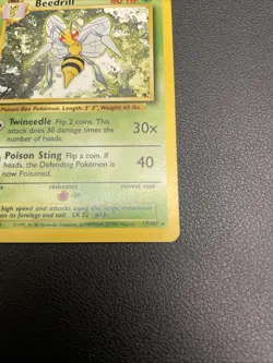 Beedrill 17/102 - Unlimited Rare Base Set Vintage WotC Pokemon TCG - LP-NM - Image 5