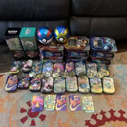 Pokemon Lot x30 Empty Tins (stacking, Mini, Pokeball, Etc) No Packs Kanto Mega - Image 1