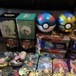 Pokemon Lot x30 Empty Tins (stacking, Mini, Pokeball, Etc) No Packs Kanto Mega - Image 2