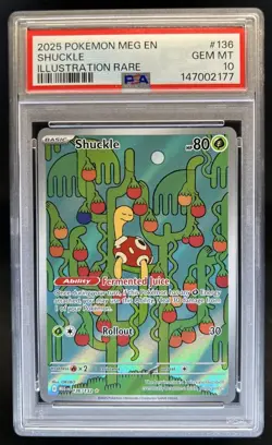 2025 Pokemon Mega Evolution Shuckle Illustration Rare #136/132 PSA 10 GEM MINT - Image 1