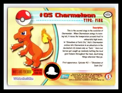 💥 CHARMELEON 1999 Topps Pokemon TV Non Holo Animation 1st Series Blue Logo # 05 - Image 2