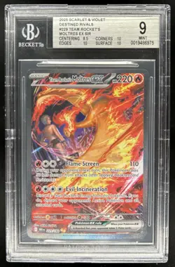 2025 Pokemon Destined Rivals Team Rocket's Moltres ex #229/182 BGS 9 - Image 1