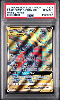 2019 POKEMON SUN & MOON UNIFIED MINDS FULL ART/GARCHOMP & GIRATINA GX PSA 10 - Image 1