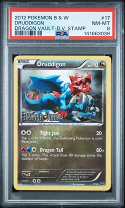 2012 POKEMON B&W DRAGON VAULT DRAGON VAULT STAMP #17 DRUDDIGON PSA 8 - Image 1