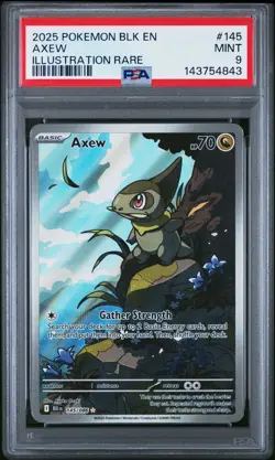 2025 POKEMON BLK EN-BLACK BOLT ILLUSTRATION RARE #145 AXEW PSA 9 - Image 1