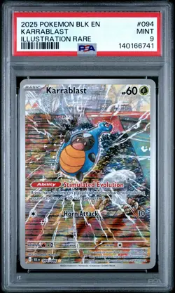 2025 POKEMON BLK EN-BLACK BOLT ILLUSTRATION RARE #094 KARRABLAST PSA 9 - Image 1