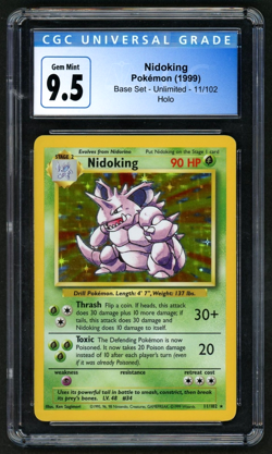 Pokemon 1999 Nidoking Holo Base Set #11 CGC 9.5 *CGC 10 NOW* - Image 1