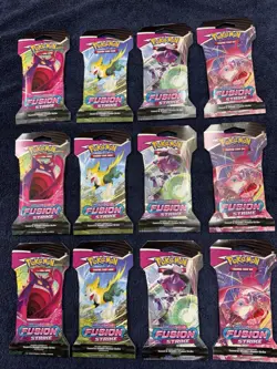 Pokemon TCG Sword & Shield Fusion Strike SLEEVED booster packs sealed lot of 12 - Image 1