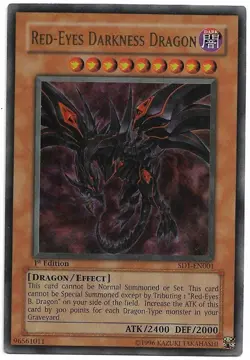 Red-Eyes Darkness Dragon [1st Edition] SD1-EN001 YuGiOh Dragon's Roar - Image 1