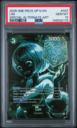 2025 ONE PIECE OP12-LEGACY OF THE MASTER SPECIAL ALTERNATE ART #037 LIM PSA 10 - Image 1