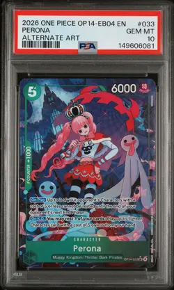 2026 ONE PIECE OP14-EB04-THE AZURE SEA'S SEVEN ALTERNATE ART #033 PERONA PSA 10 - Image 1