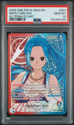 2026 ONE PIECE EB03-ONE PIECE HEROINES EDITION ALT ART NEFELTARI VIVI PSA 10 - Image 1