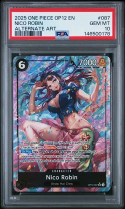 2025 ONE PIECE OP12-LEGACY OF THE MASTER ALTERNATE ART #087 NICO ROBIN PSA 10 - Image 1