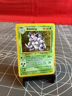 Vintage 1999 Pokemon Base Set Nidoking 11/102 Holo Card HP - Image 1