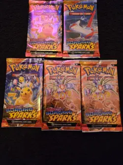 New & Sealed! Pokemon Scarlet & Violet Surging Sparks Booster Packs (Lot of 5) - Image 1