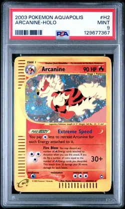 2003 POKEMON AQUAPOLIS #H2 ARCANINE-HOLO PSA 9 - Image 1