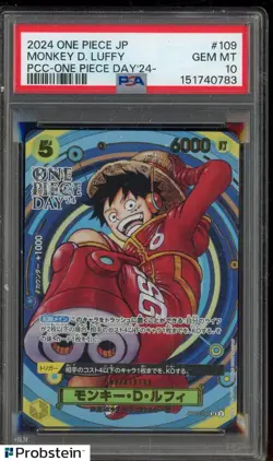 2024 One Piece Japanese PCC One Piece Day'24 #109 Monkey D Luffy PSA 10 GEM MINT - Image 1
