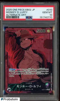 2025 One Piece EB02 Japanese Alternate Art #010 Monkey D Luffy PSA 10 GEM MINT - Image 1