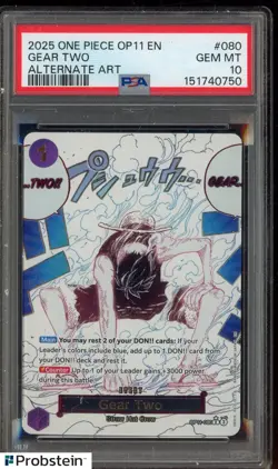 2025 One Piece OP11 EN Alternate Art #080 Gear Two PSA 10 GEM MINT - Image 1