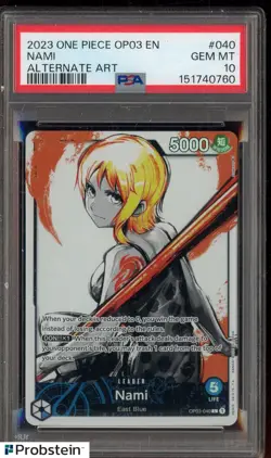 2023 One Piece OP03 EN Alternate Art #040 Nami PSA 10 GEM MINT - Image 1