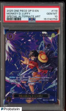 2025 One Piece OP13 EN Special Alternate Art #119 Monkey D Luffy PSA 10 - Image 1