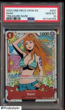 2024 One Piece OP06 EN Treasure Rare #007 Nami PSA 10 GEM MINT - Image 1
