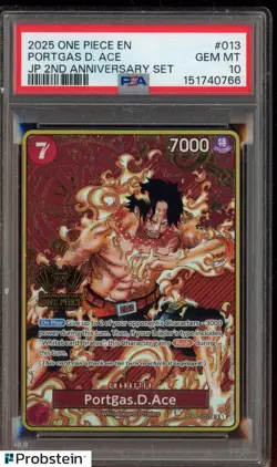 2025 One Piece EN JP 2nd Anniversary Set #013 Portgas D Ace PSA 10 GEM MINT - Image 1