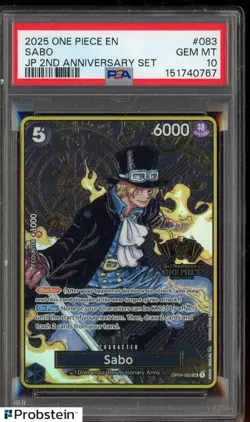 2025 One Piece EN JP 2nd Anniversary Set #083 Sabo PSA 10 GEM MINT - Image 1