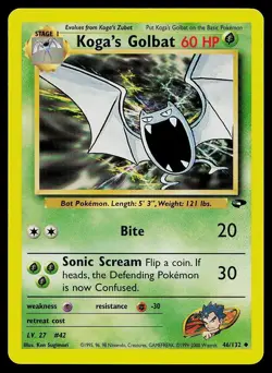 Pokemon Card Gym Challenge Koga's Golbat 46/132 Uncommon - Image 1
