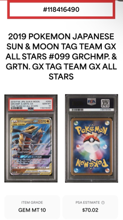 Garchomp & Giratina GX PSA 10 Japanese Pokemon Card 099 Sun & Moon - 2019 - Image 3