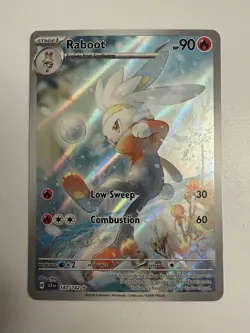Pokemon TCG Raboot Scarlet & Violet Stellar Crown Illustration Holo Card 147/142 - Image 1