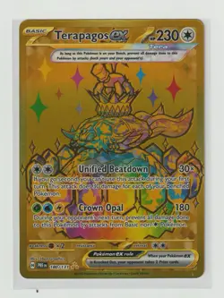 Pokemon TCG Terapagos EX Prismatic Evolutions Card 180/131 Gold Ultra Rare - Image 1