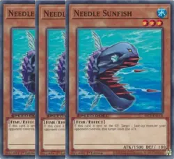 Yugioh - Needle Sunfish x 3 - 1st Edition NM - Free Holographic Card - Image 1
