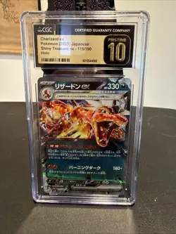 🔥🔥 CGC 10 Pristine Charizard ex 115/190 RR Shiny Treasure ex sv4a Pokemon Card - Image 1