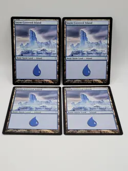 MTG Snow-Covered Island x4 LP Coldsnap Basic Snow Land Playset Magic Cards - Image 1