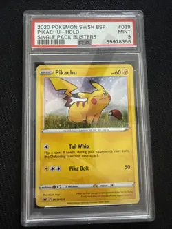 Pokemon TCG Cards Pikachu SWSH039 Holo Promo PSA 9 MINT - Image 1