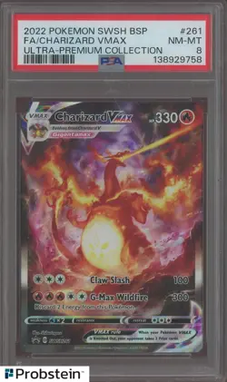 2022 Pokemon SWSH BSP UPC #261 FA/Charizard VMAX PSA 8 NM-MT - Image 1